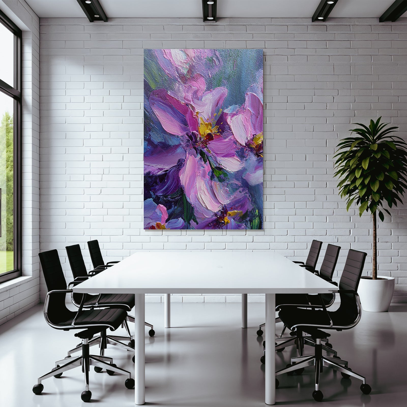 Blumen Malerei Nahaufnahme Vibrante Farben Ölbild