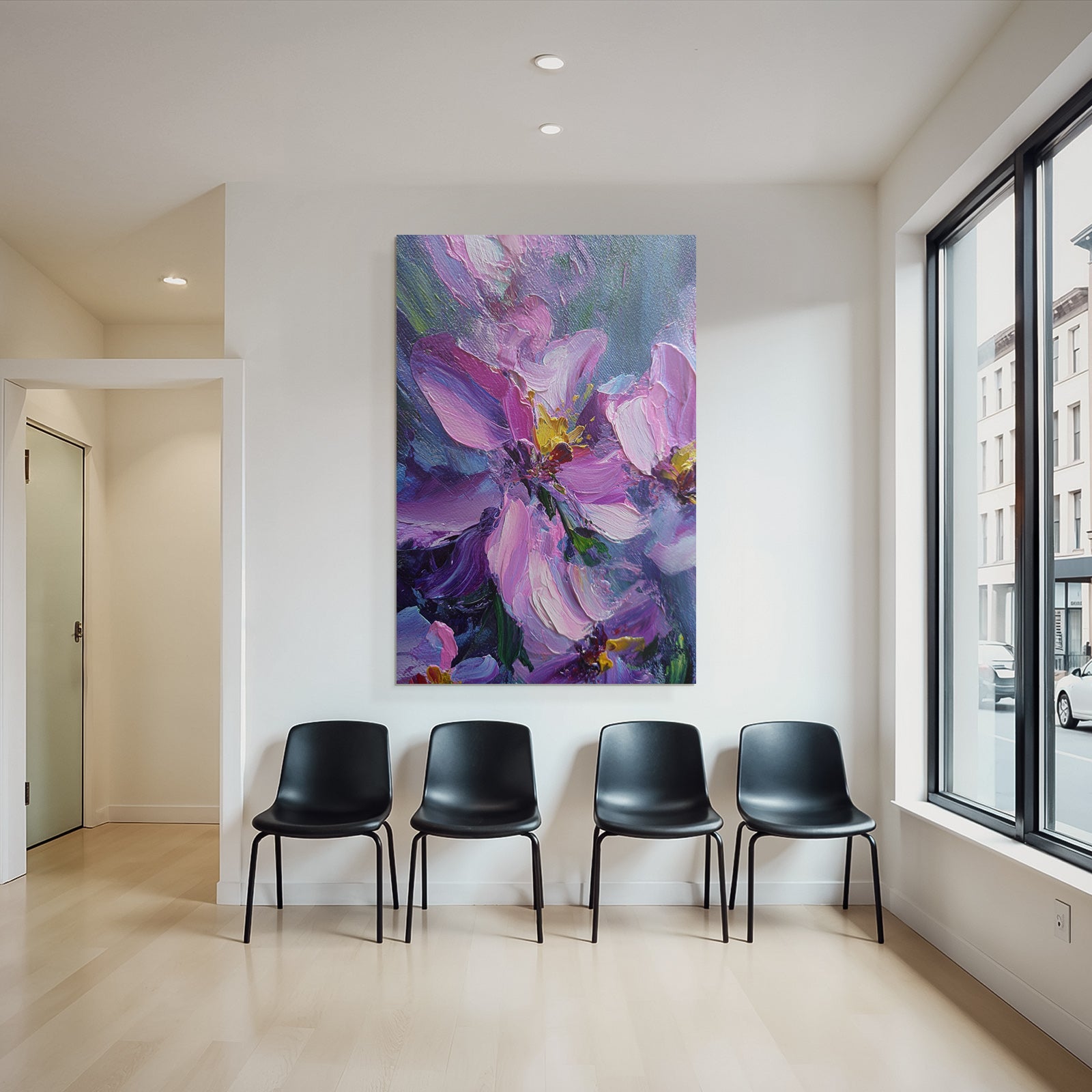 Blumen Malerei Nahaufnahme Vibrante Farben Ölbild