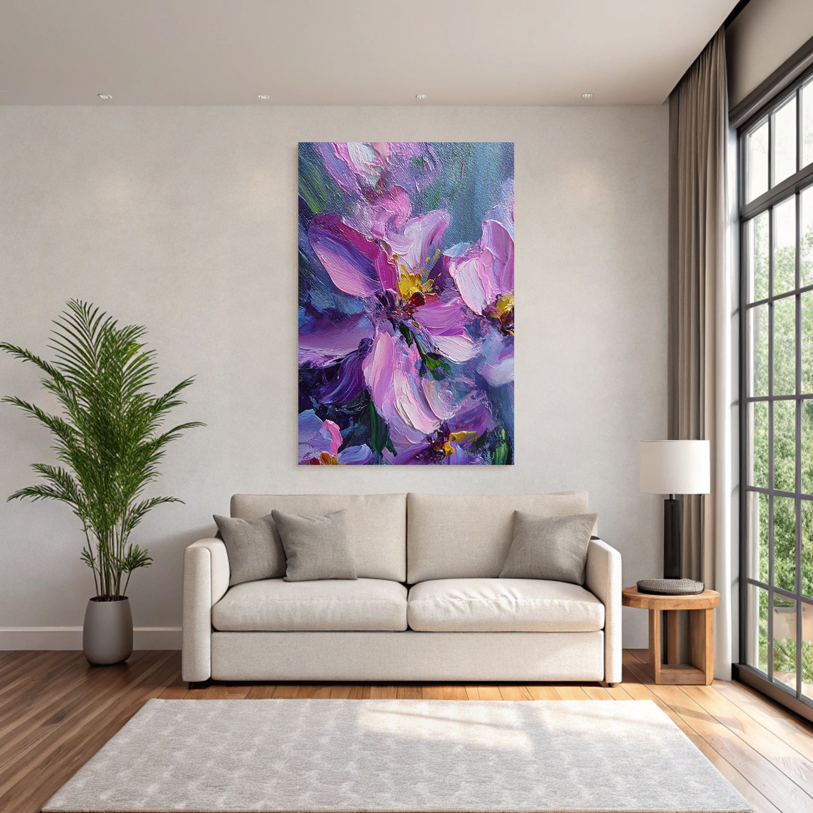 Blumen Malerei Nahaufnahme Vibrante Farben Ölbild