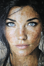Detailliertes Ausdrucksvolles Portrait Einer Frau Mit Blaün Augen | Bronze Anthrazit Terrakotta | Farbenwelten