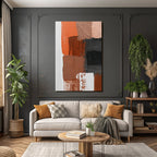 Dynamische Ausdrucksstarke Bemalung Farbe Orange Schwarz Braun Auf Weiss