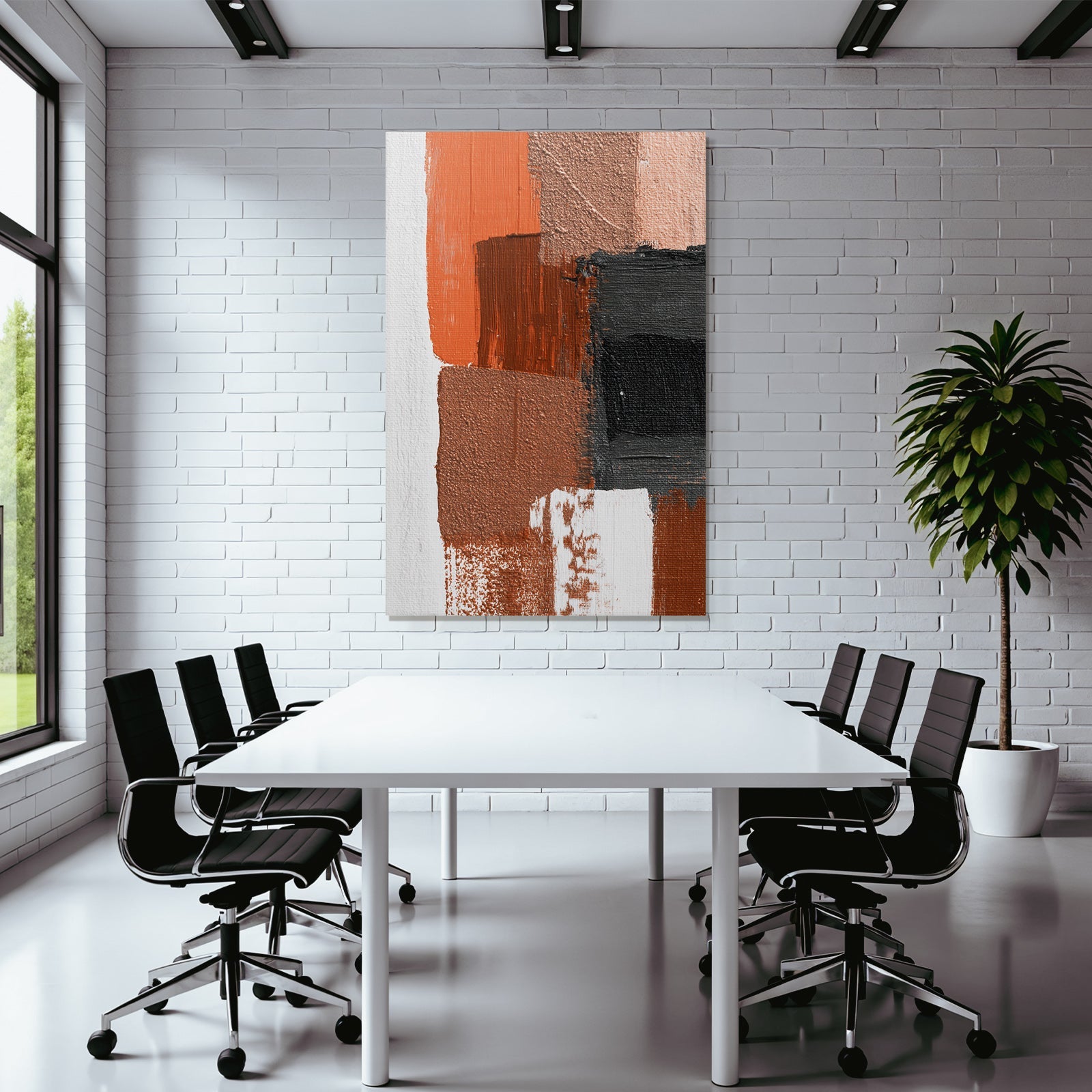 Dynamische Ausdrucksstarke Bemalung Farbe Orange Schwarz Braun Auf Weiss