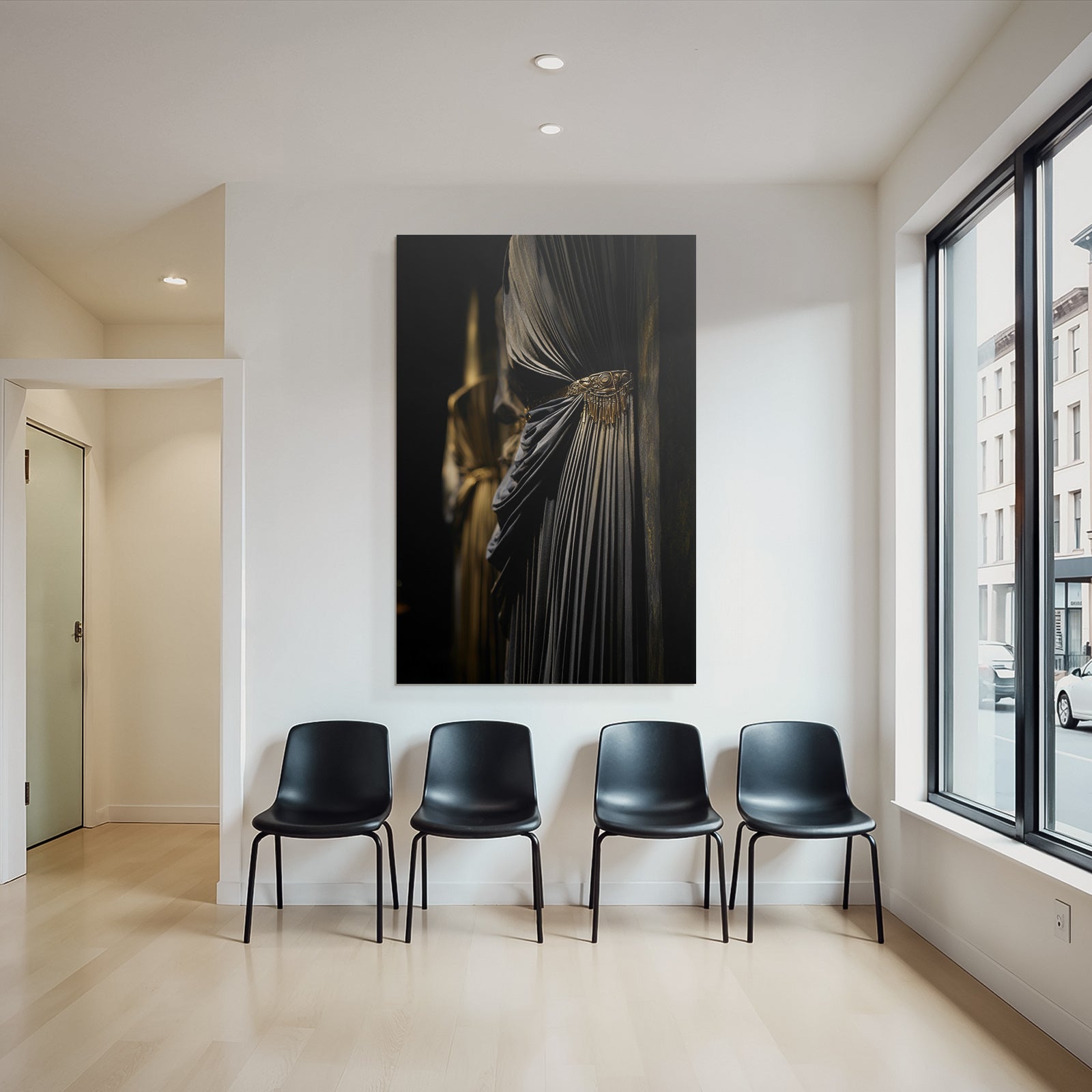 Elegant Gestufte Kleider Mit Dekorativem Gurt Und Lichtspiel