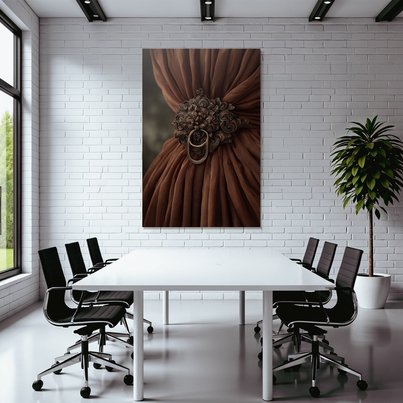 Elegante Braune Stoffgatherung Mit Verzierten Verschluss
