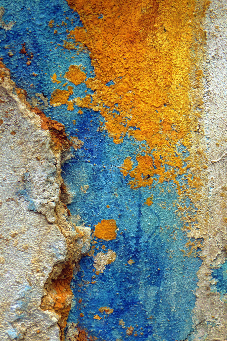 Nahaufnahme Textur Blaü Und Orange Farben Abgenutzt Kunstvoll | Bronze Anthrazit Terrakotta | Farbenwelten
