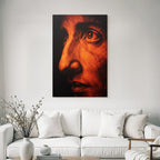 Nahe Aufzeichnung Menschliches Gesicht Augen Nase Warme Orange Tonkunst