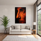 Nahe Aufzeichnung Menschliches Gesicht Augen Nase Warme Orange Tonkunst