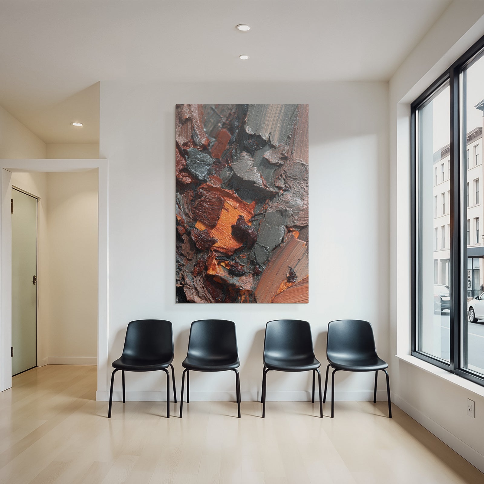 Vibrante Texturierte Farbe Abstrakte Kunst Dunkelgrau Tiefrot Helles Orange