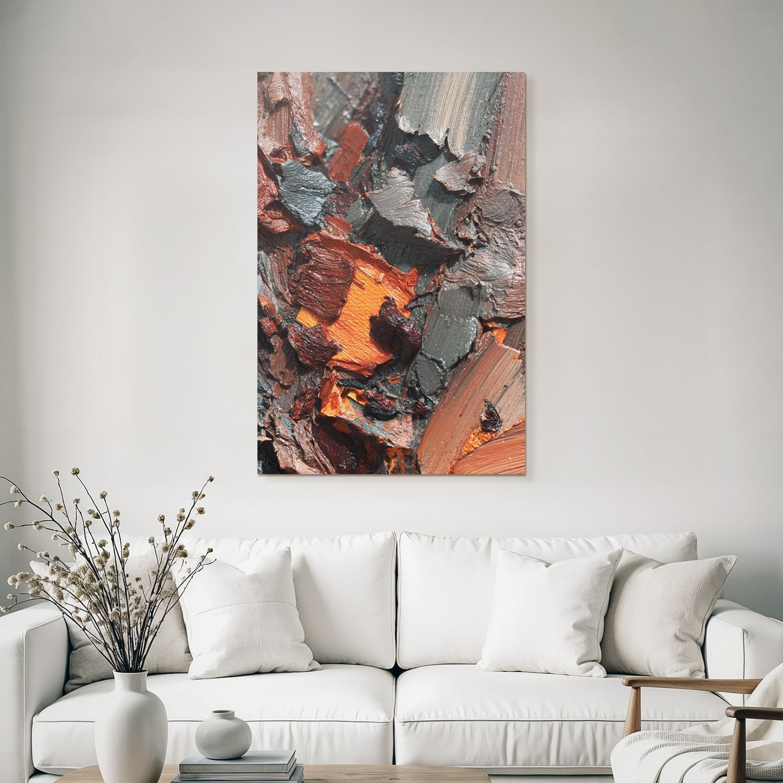 Vibrante Texturierte Farbe Abstrakte Kunst Dunkelgrau Tiefrot Helles Orange