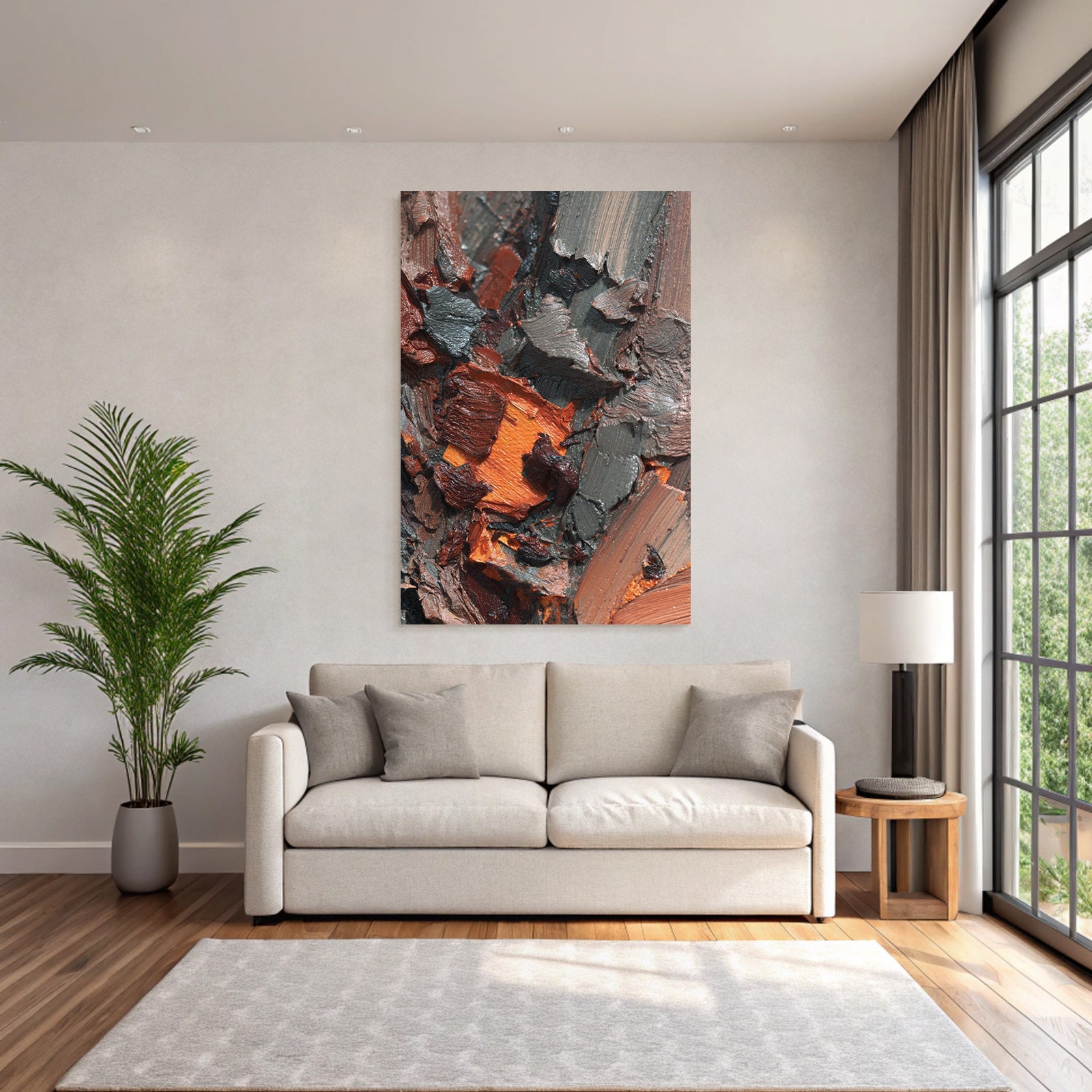 Vibrante Texturierte Farbe Abstrakte Kunst Dunkelgrau Tiefrot Helles Orange