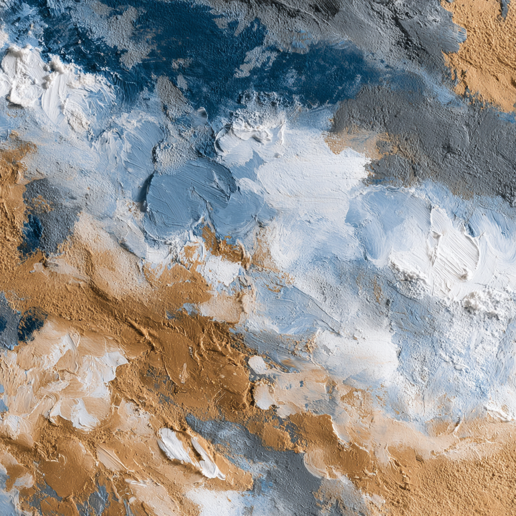 Abstracte Malerei Mit Blau Weiss Und Erden Tönen | Bronze Anthrazit Terrakotta | Farbenwelten