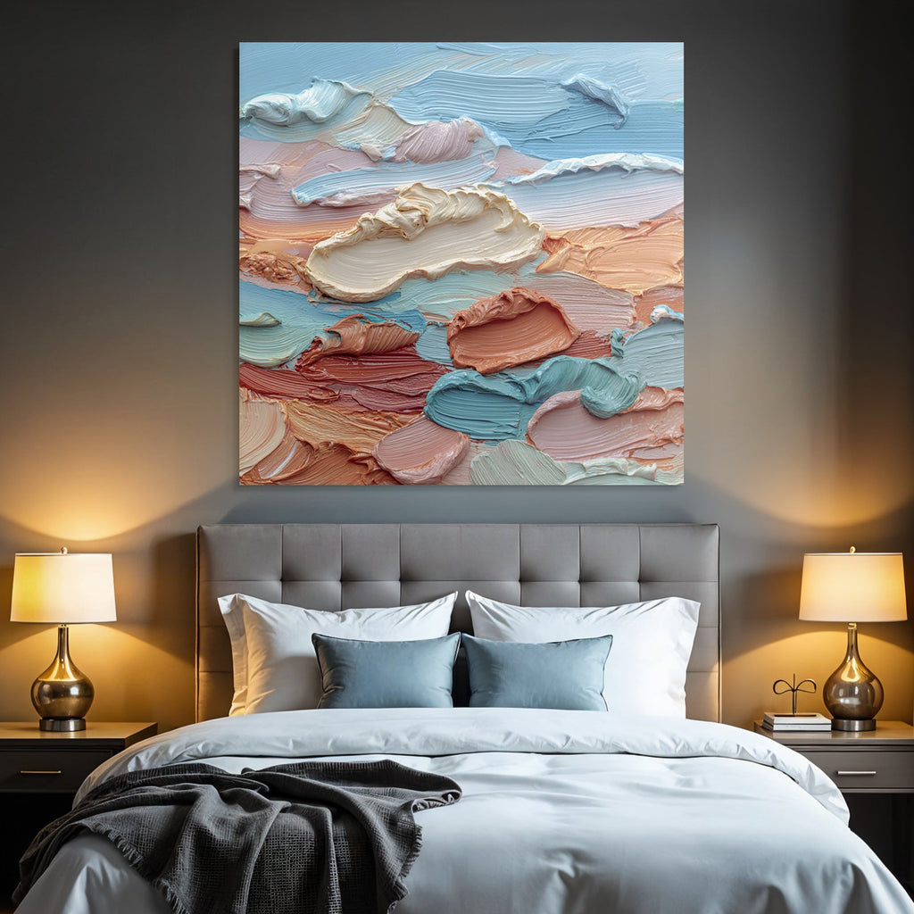 Abstraktes Gemälde Himmel Mit Wolken Multiple Farben Textur