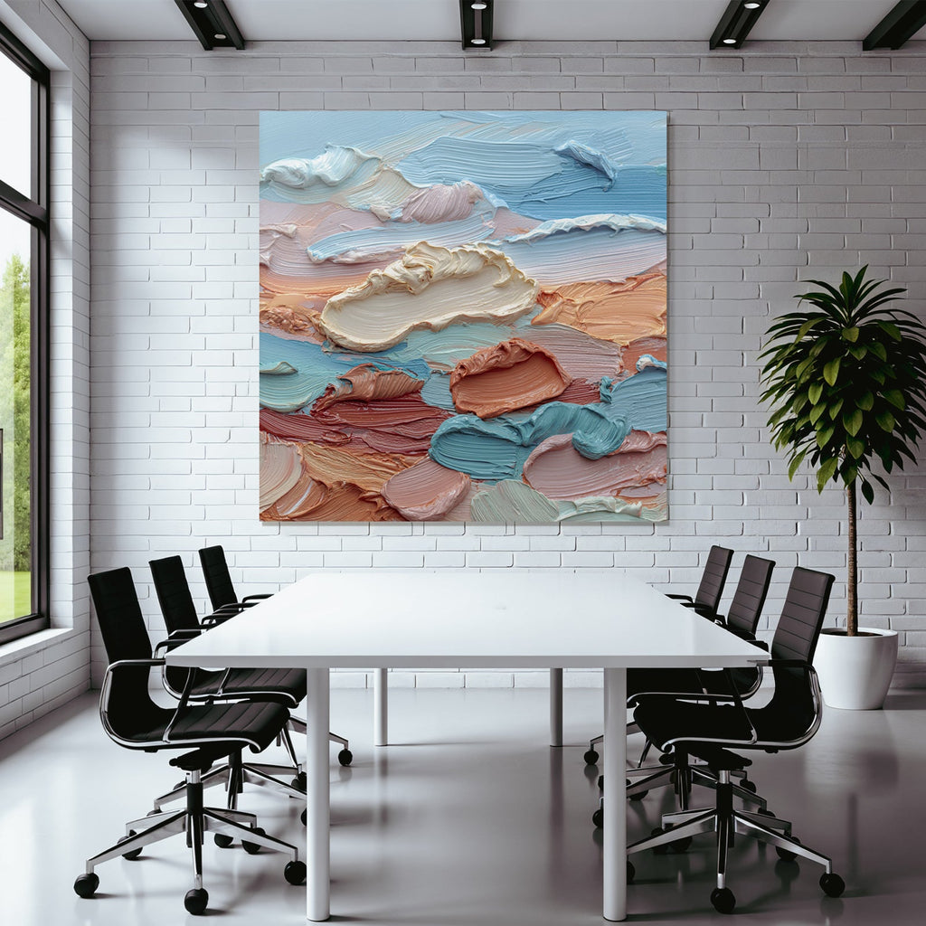 Abstraktes Gemälde Himmel Mit Wolken Multiple Farben Textur