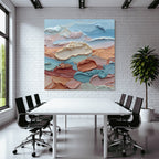 Abstraktes Gemälde Himmel Mit Wolken Multiple Farben Textur