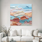 Abstraktes Gemälde Himmel Mit Wolken Multiple Farben Textur