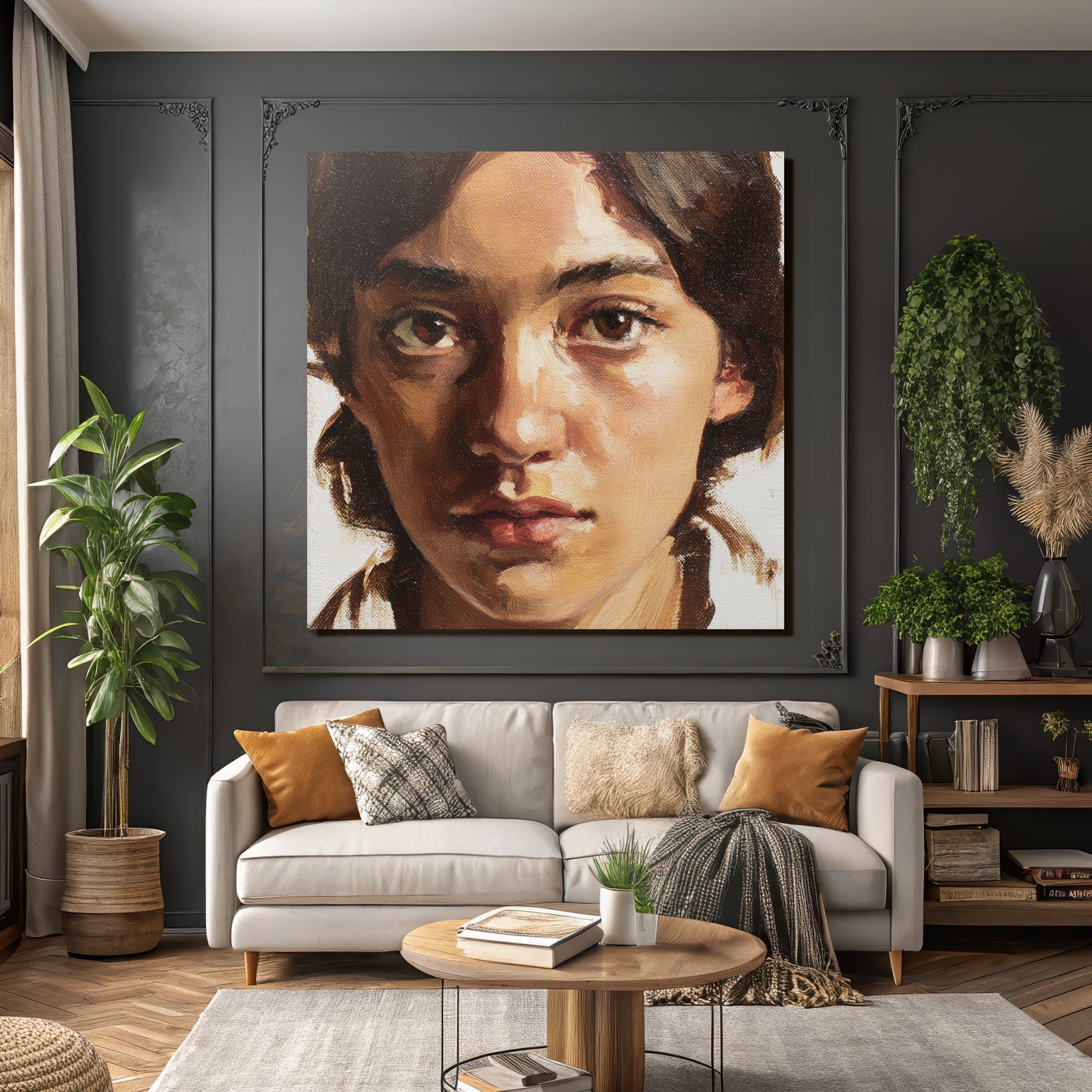 Junges Portrait Mit Bemaltem Geschichtsausdruck