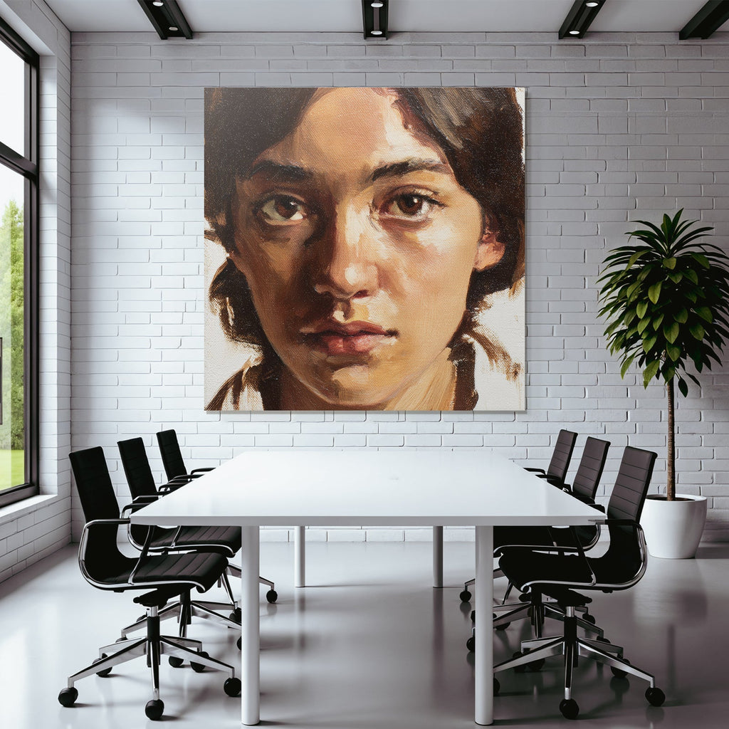 Junges Portrait Mit Bemaltem Geschichtsausdruck