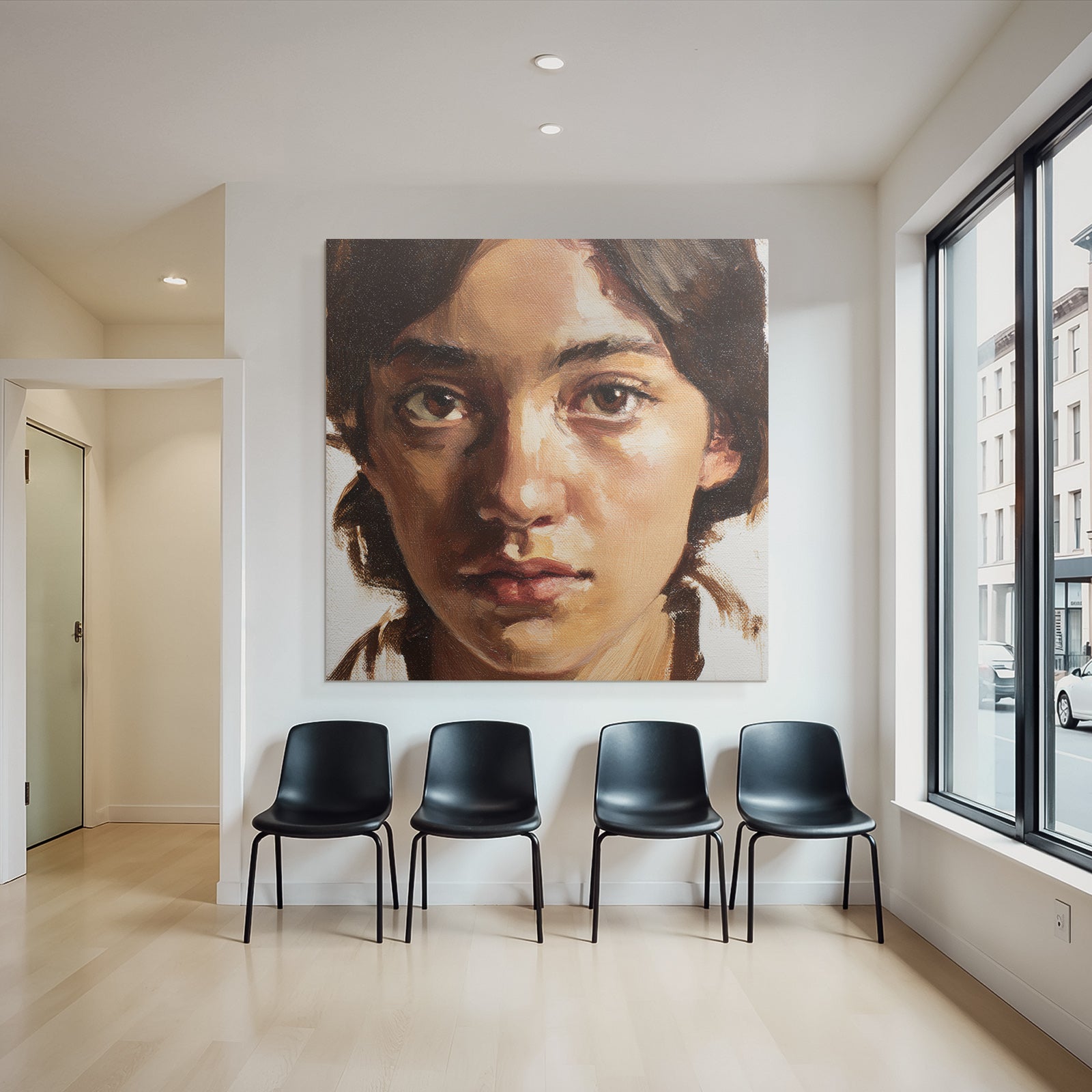 Junges Portrait Mit Bemaltem Geschichtsausdruck