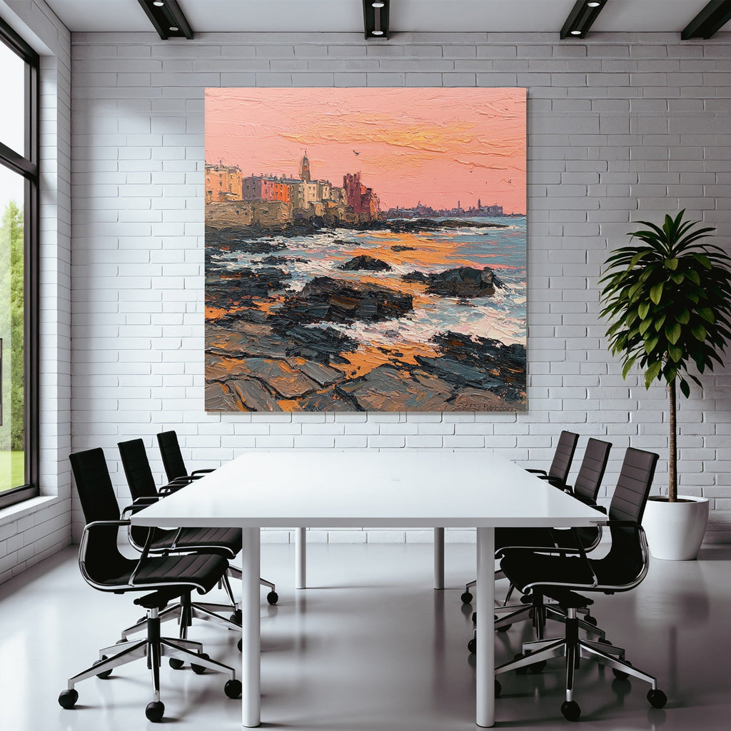 Küstenlandschaft Beim Sonnenuntergang Impressionismus