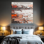 Texturiertes Gemälde Abstract Rot Schwarz Weiss Peach Impasto