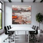 Texturiertes Gemälde Abstract Rot Schwarz Weiss Peach Impasto