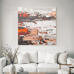 Texturiertes Gemälde Abstract Rot Schwarz Weiss Peach Impasto