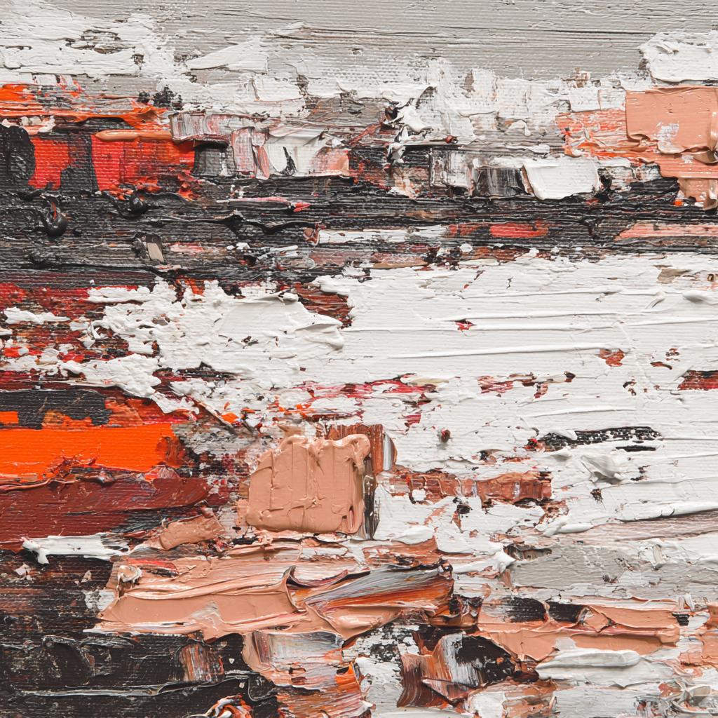 Texturiertes Gemälde Abstract Rot Schwarz Weiss Peach Impasto | Bronze Anthrazit Terrakotta | Farbenwelten