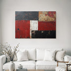 Abstracte Farbkomposition Mischtechnik Rot Schwarz Weiss Beige Braun