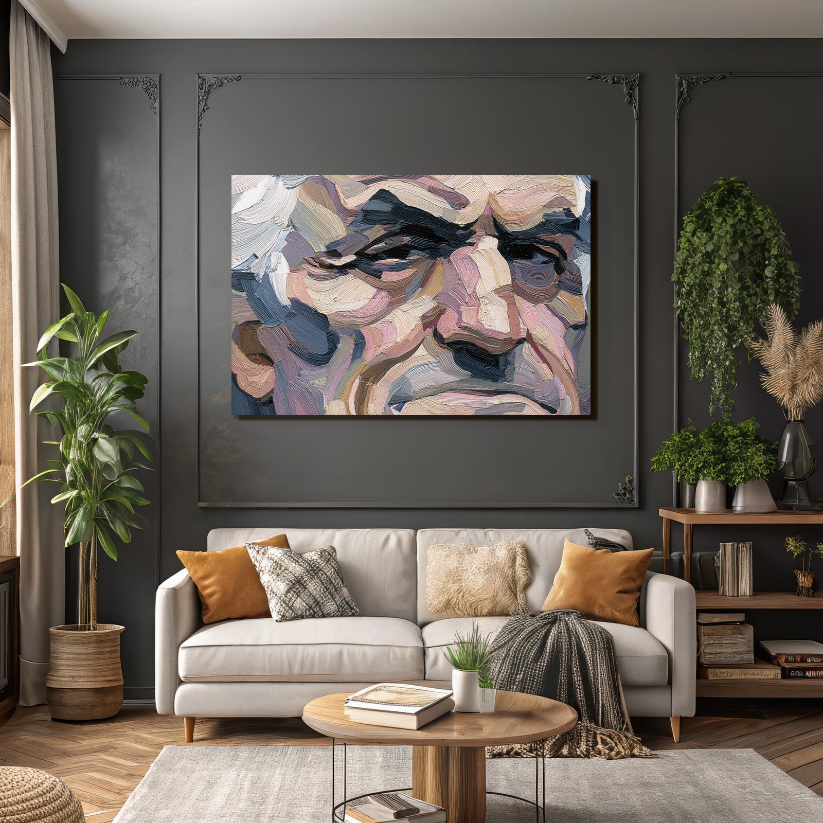 Abstracte Gesicht Darstellung Mit Dicken Pinselstrichen