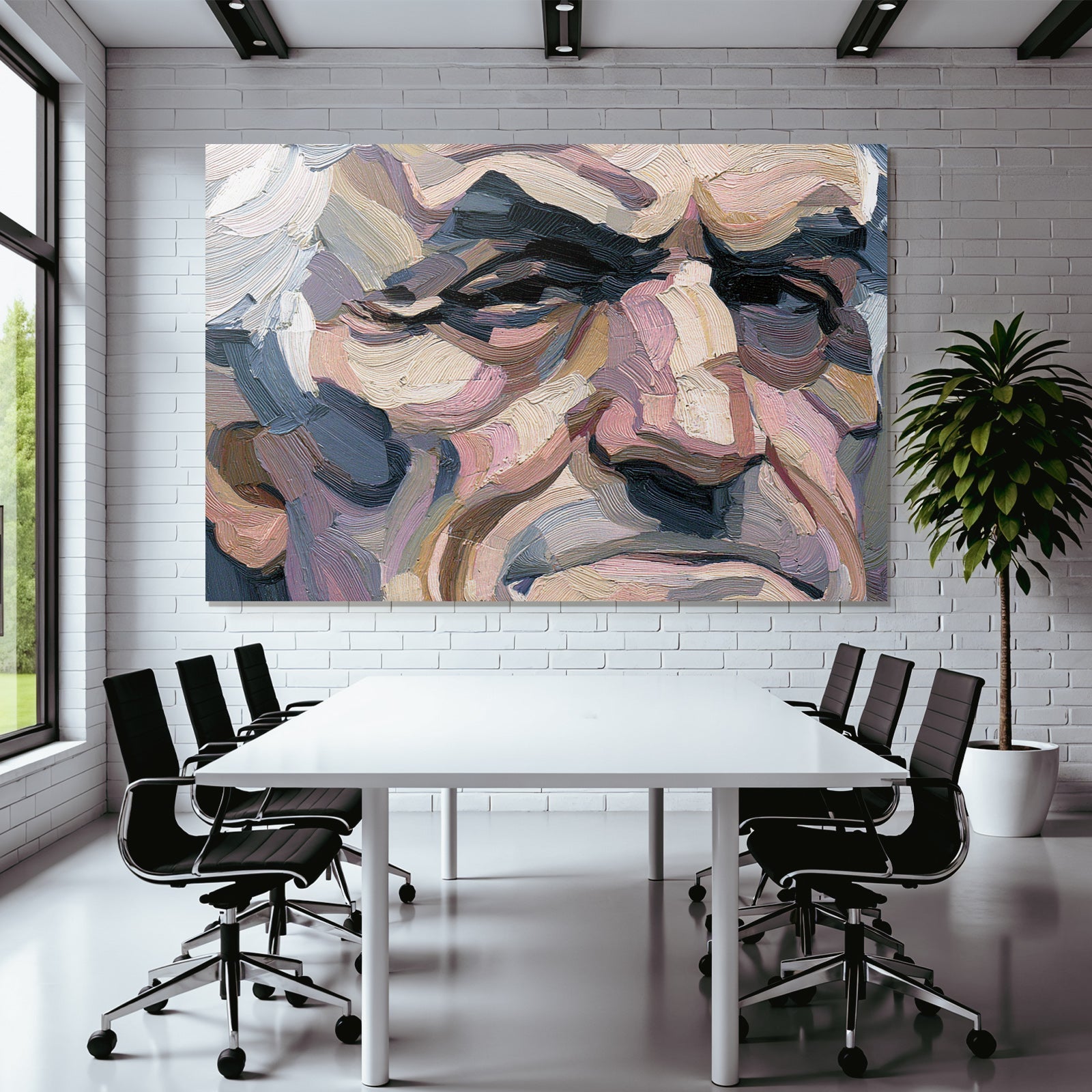 Abstracte Gesicht Darstellung Mit Dicken Pinselstrichen