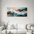Abstracte Malerei Dynamische Komposition Bold Farben Blau Orange Weiss Erdtöne
