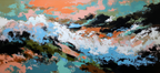 Abstracte Malerei Dynamische Komposition Bold Farben Blau Orange Weiss Erdtöne | Bronze Anthrazit Terrakotta | Farbenwelten