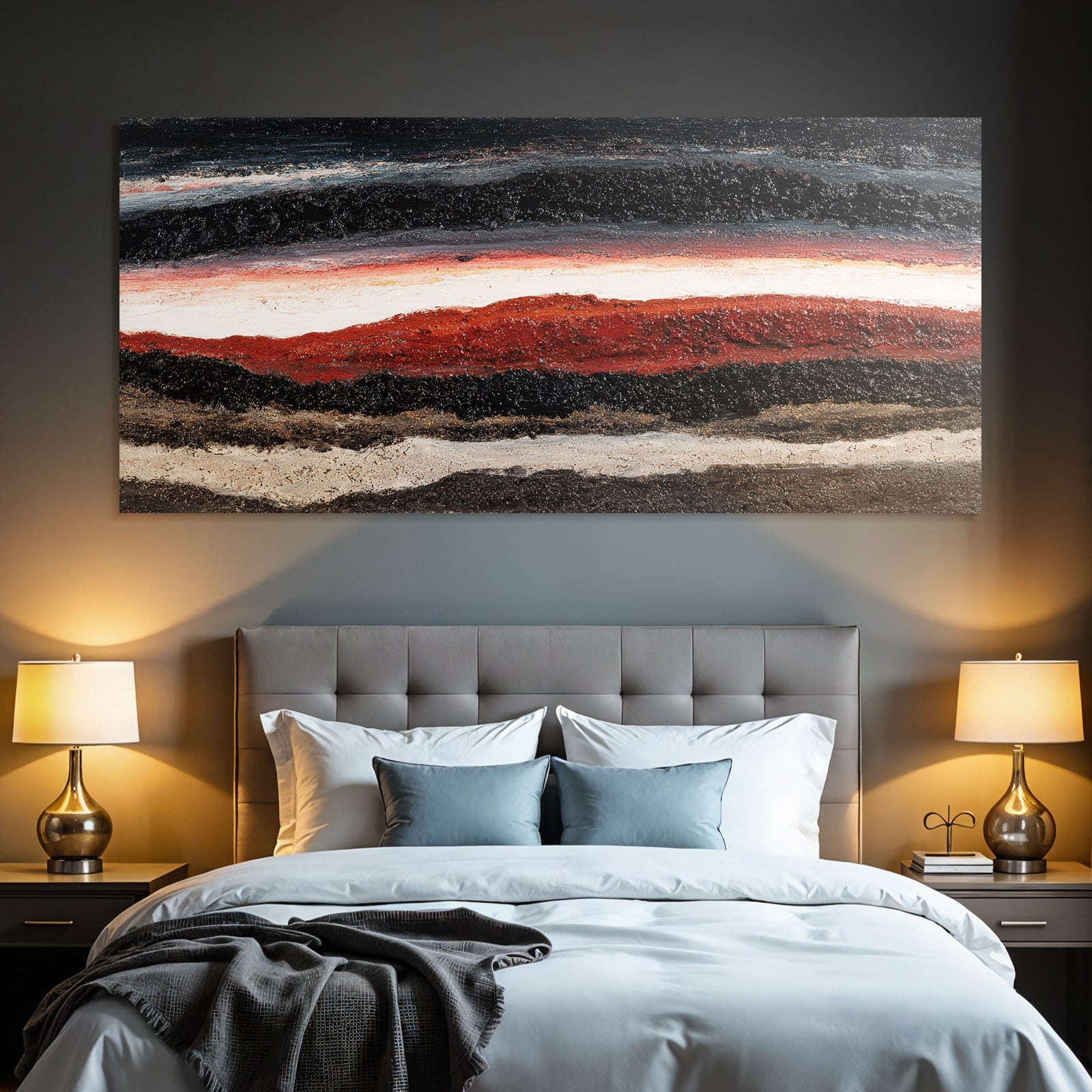Abstracte Malerei Horizontale Farbbänder Landschaft Sonnenuntergang