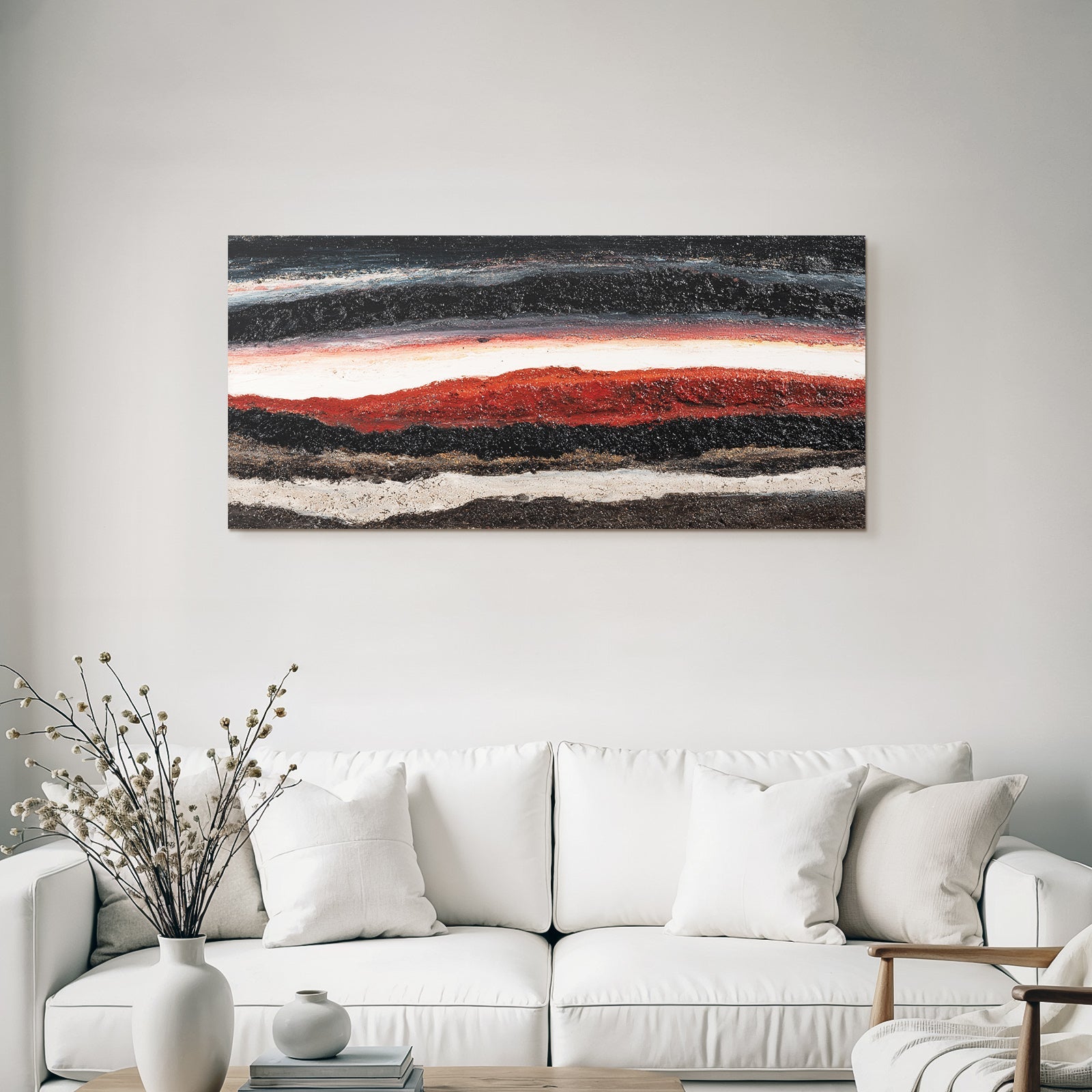Abstracte Malerei Horizontale Farbbänder Landschaft Sonnenuntergang