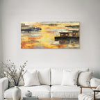 Abstrakte Landschaft Mit Wasser Und Strukturen Orange Gelb Grau