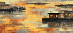 Abstrakte Landschaft Mit Wasser Und Strukturen Orange Gelb Grau | Bronze Anthrazit Terrakotta | Farbenwelten