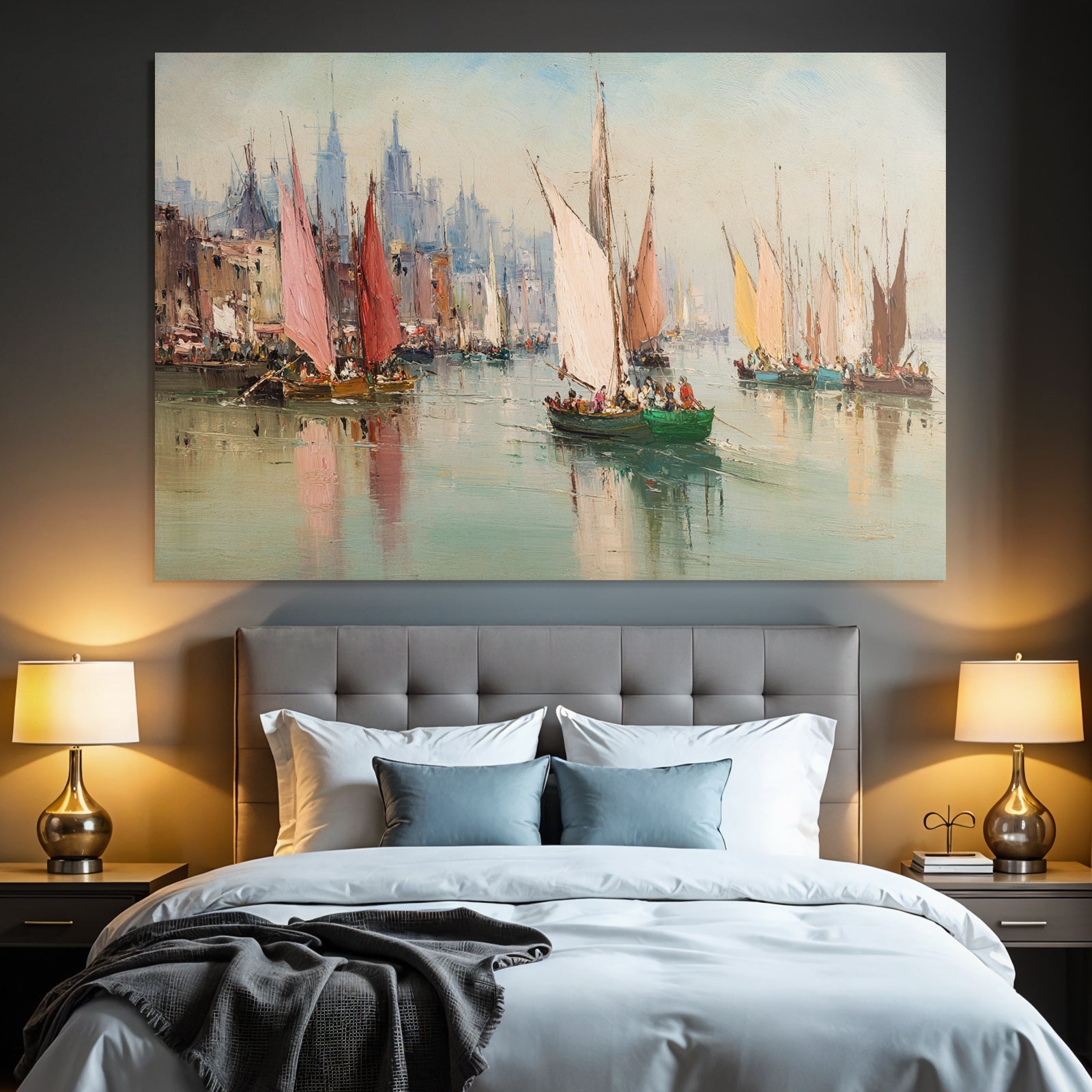 Boats On Water Cityscape Tranquil Moment Maritimes Kunst