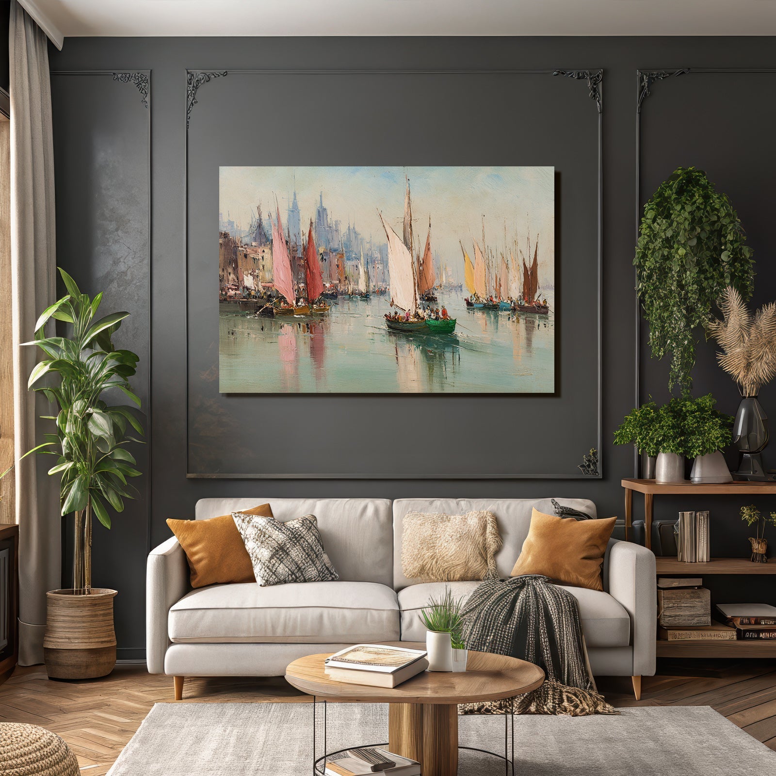 Boats On Water Cityscape Tranquil Moment Maritimes Kunst