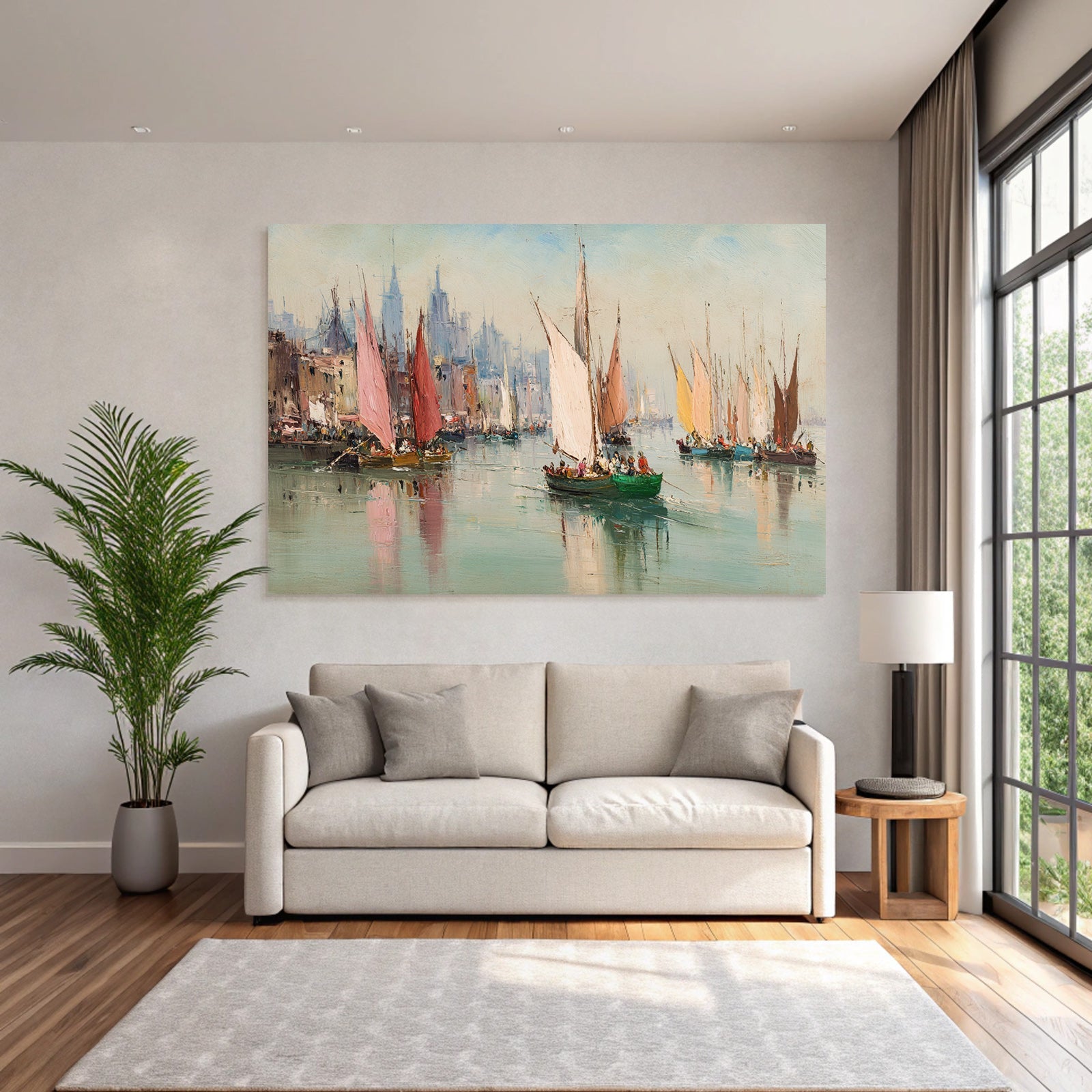 Boats On Water Cityscape Tranquil Moment Maritimes Kunst