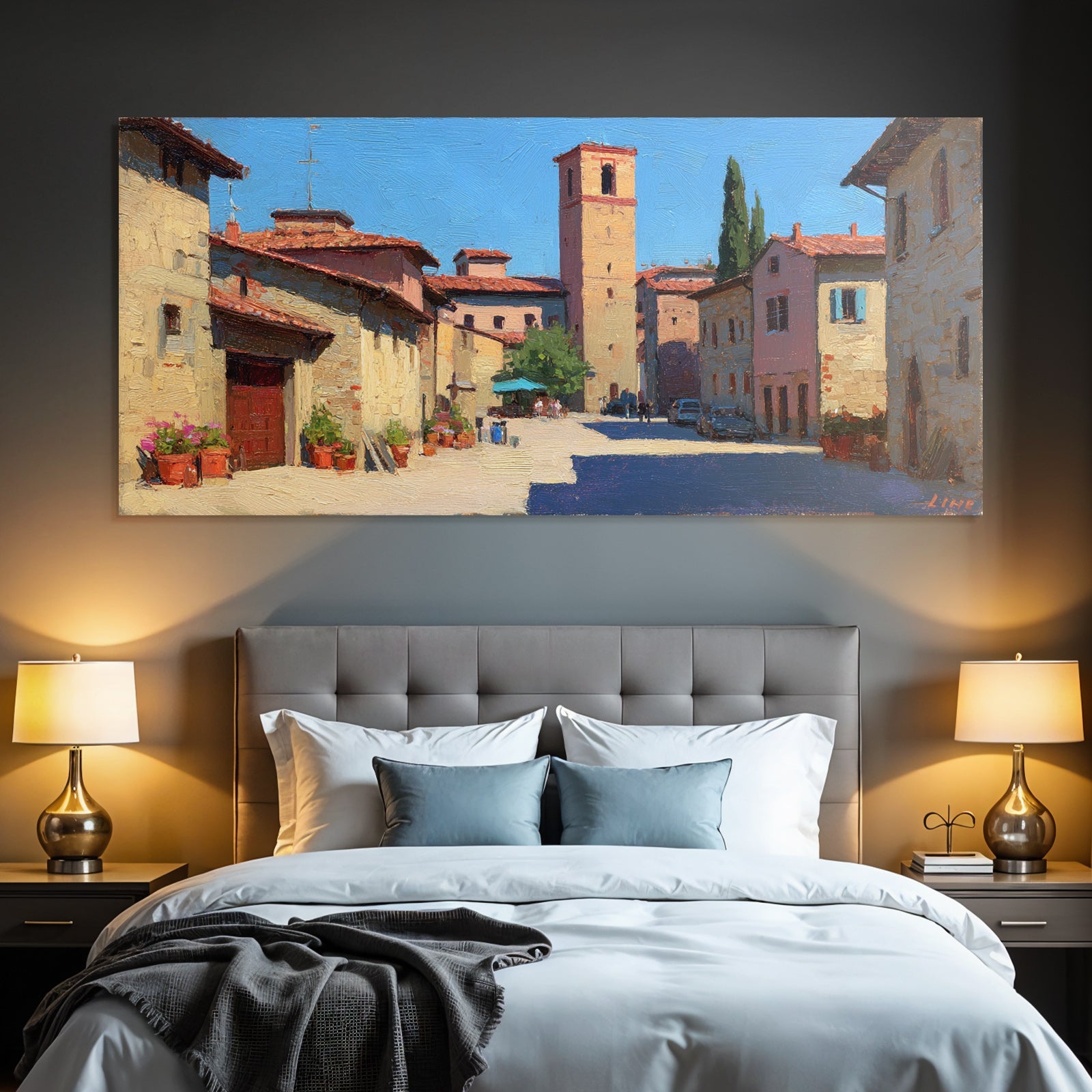 Charmante Gassenansicht Kleines Italienisches Dorf Impressionistisch