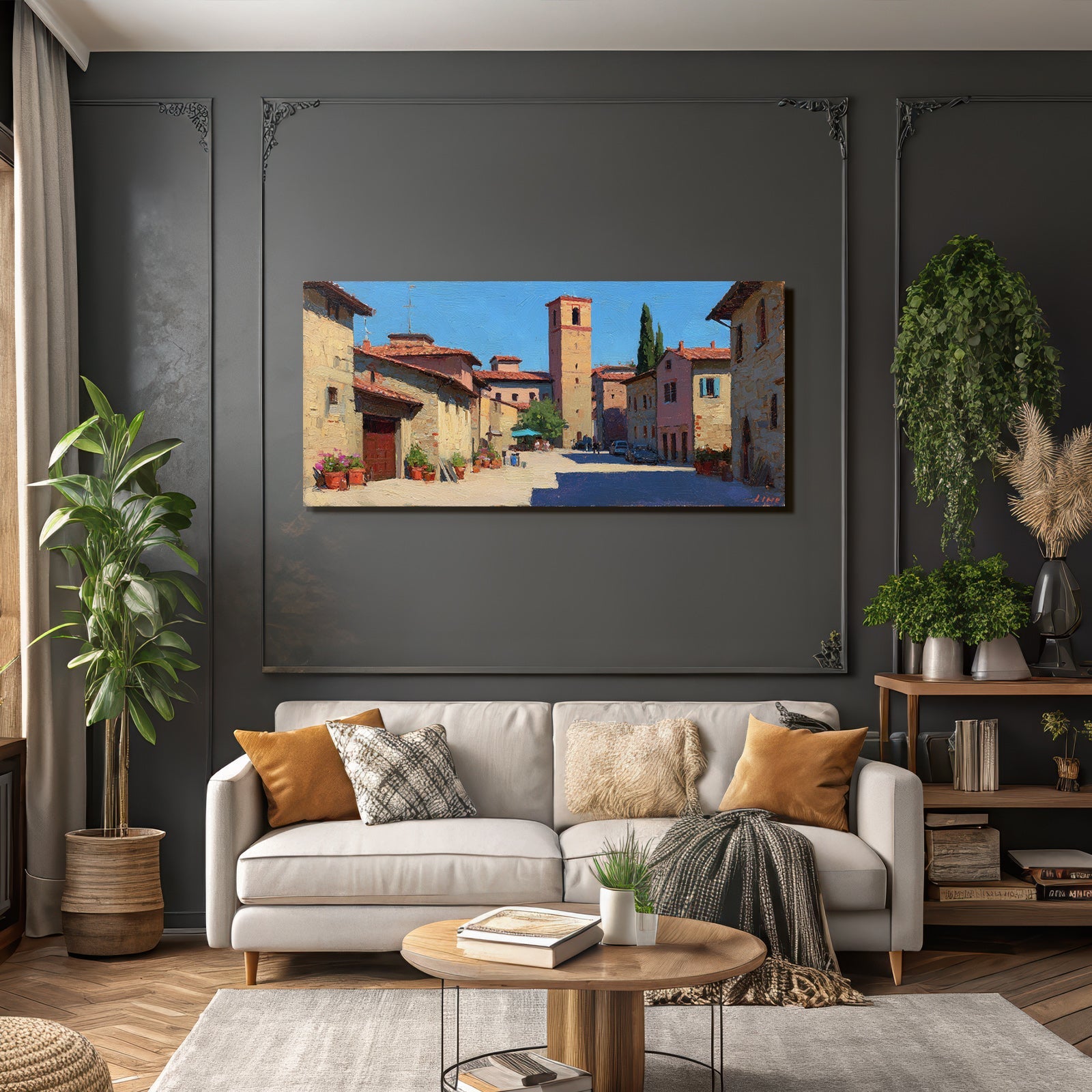 Charmante Gassenansicht Kleines Italienisches Dorf Impressionistisch