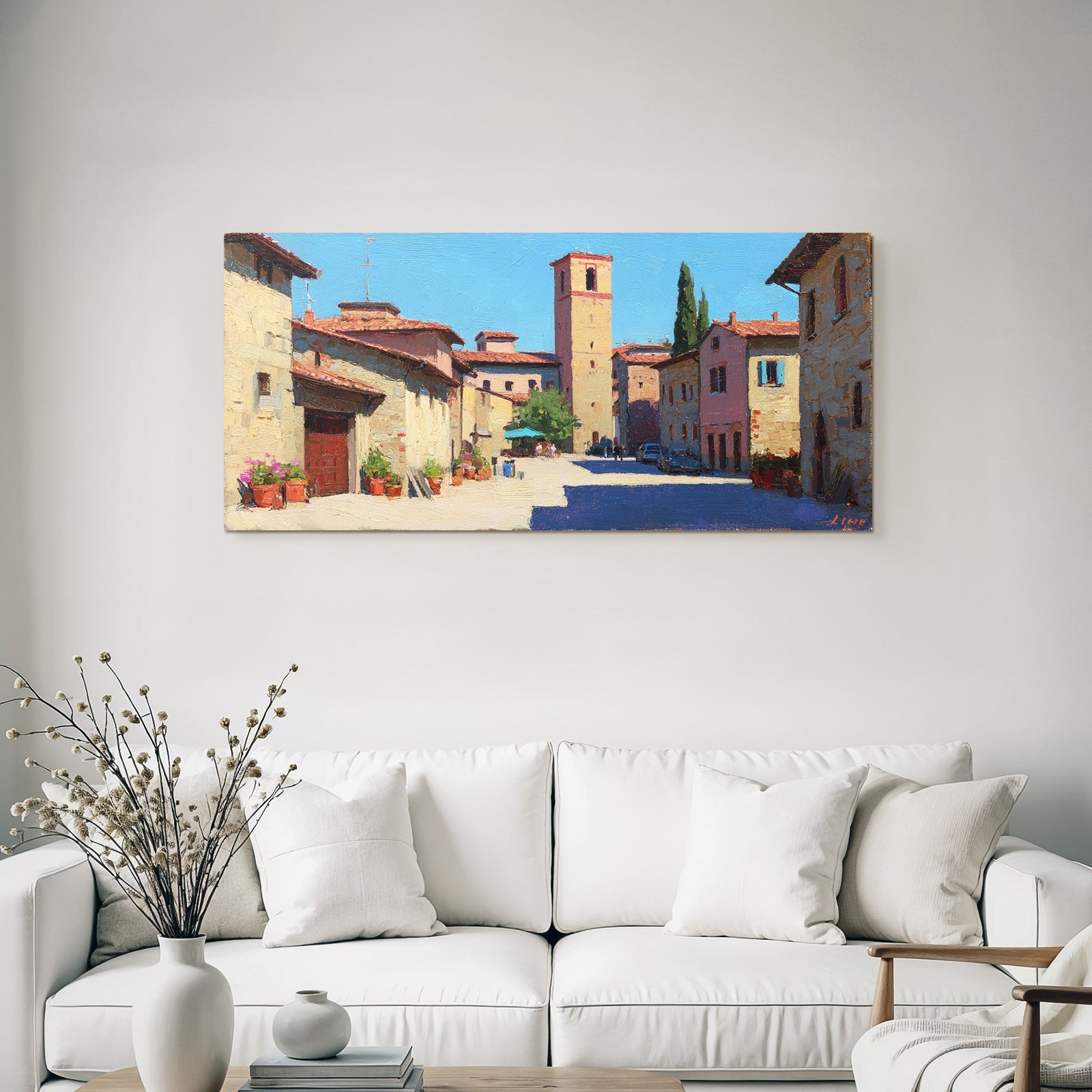 Charmante Gassenansicht Kleines Italienisches Dorf Impressionistisch