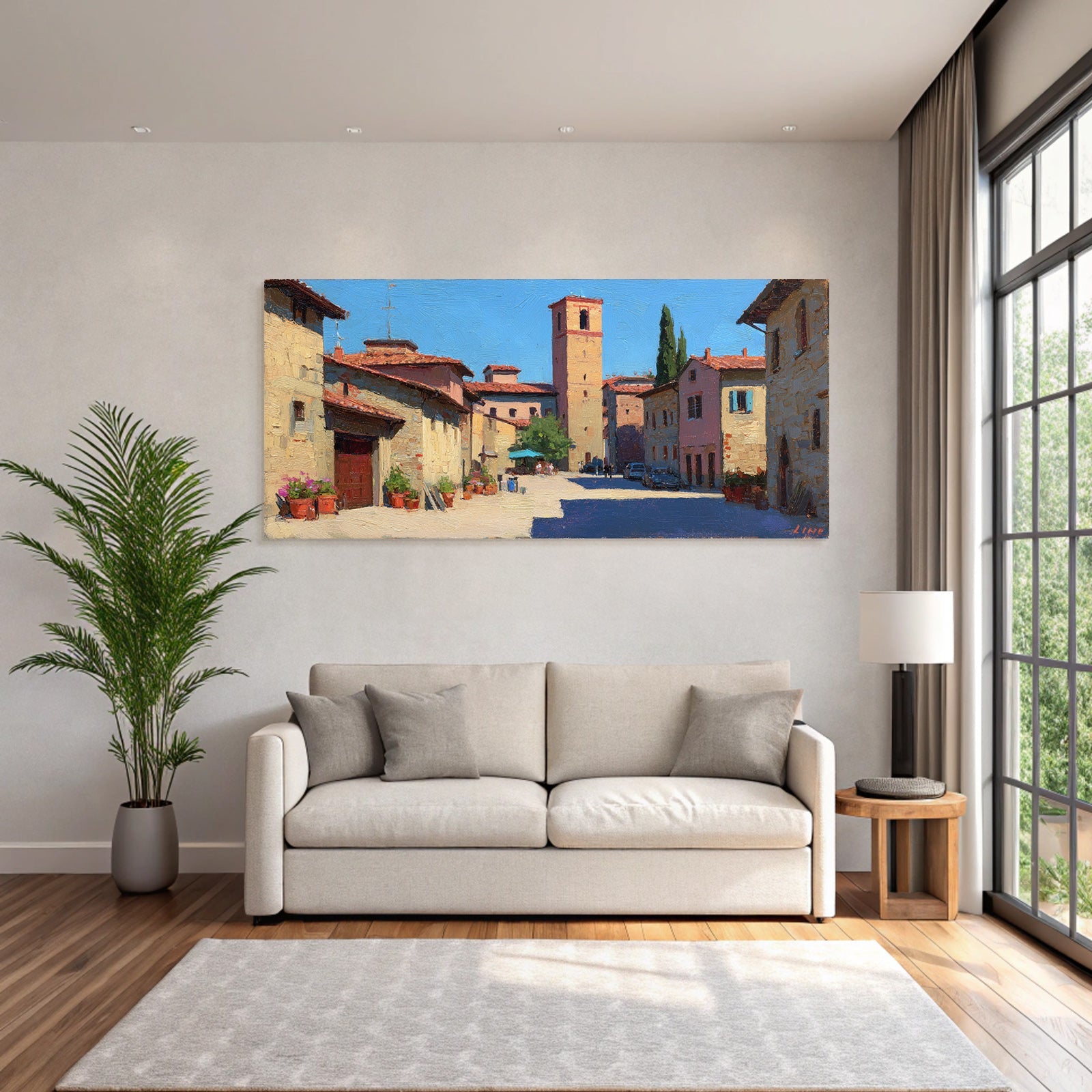 Charmante Gassenansicht Kleines Italienisches Dorf Impressionistisch