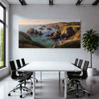 Coastal Landscape Painting Sunset Scenario