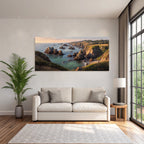 Coastal Landscape Painting Sunset Scenario
