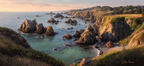 Coastal Landscape Painting Sunset Scenario | Bronze Anthrazit Terrakotta | Farbenwelten