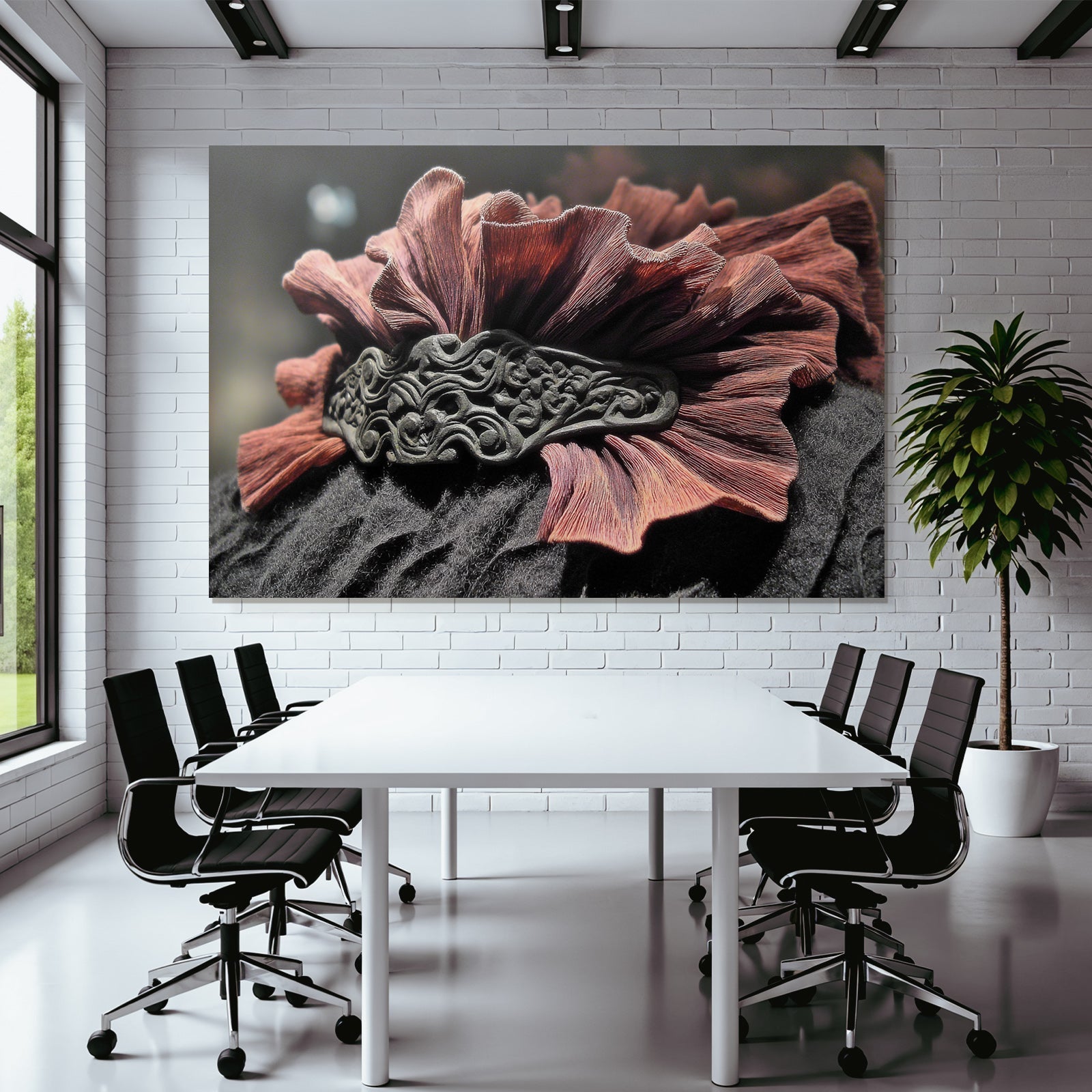 Dekoratives Accessoire Mit Rotem Blumen Element Und Schwarz Orientiertem Band