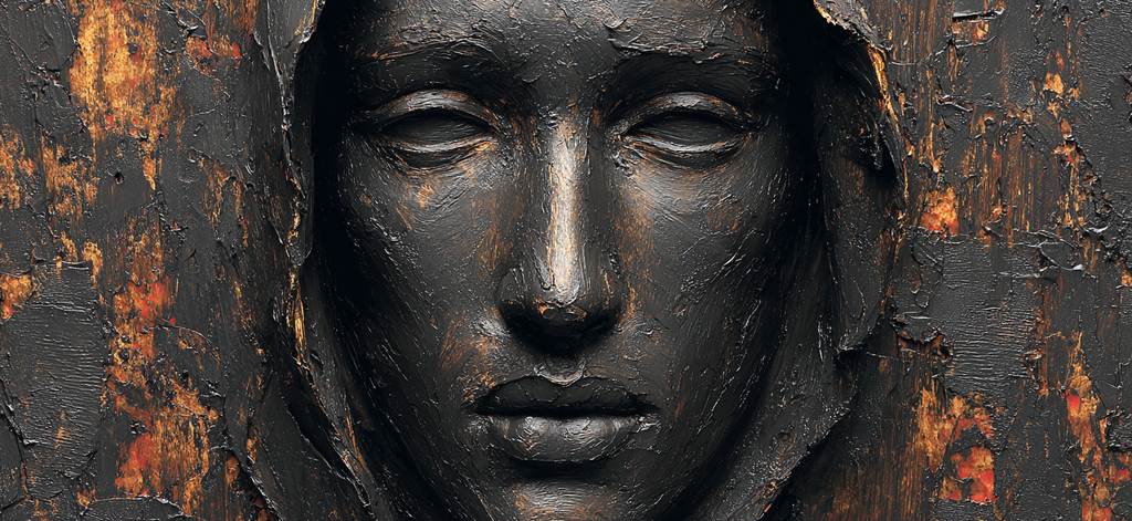 Künstlerische Darstellung Eines Angels Mit Texturiertem Geist | Bronze Anthrazit Terrakotta | Farbenwelten