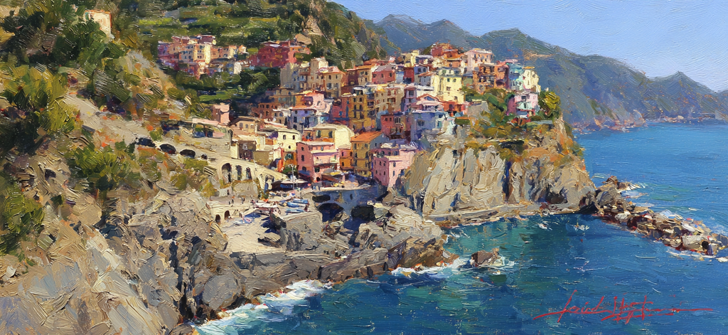 Malerisches Küsten Dorf Mediterrane Landschaft | Bronze Anthrazit Terrakotta | Farbenwelten
