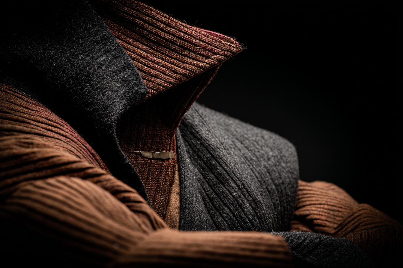 Texturiertes Garment Im Nachtlichen Licht Farbenkontrast Und Materialdetails | Bronze Anthrazit Terrakotta | Farbenwelten